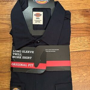 Dickies Men's Navy Long Sleeve Twill Shirt